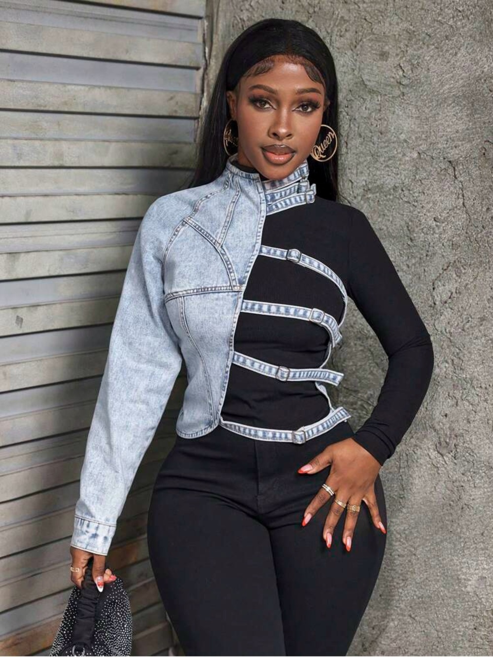 XPlusWear Denim Asymmetrical Top